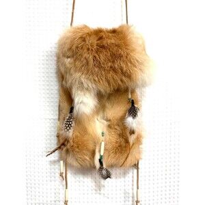 Fur Leather Crossbody Pouch Native Style Conch Renaissance